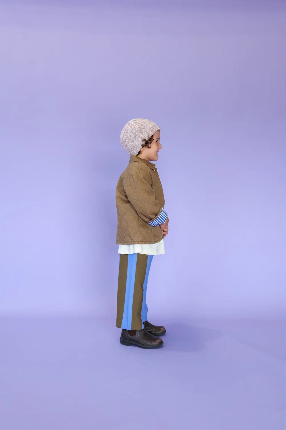 Organic Quilted Denim Jacket - Coffee