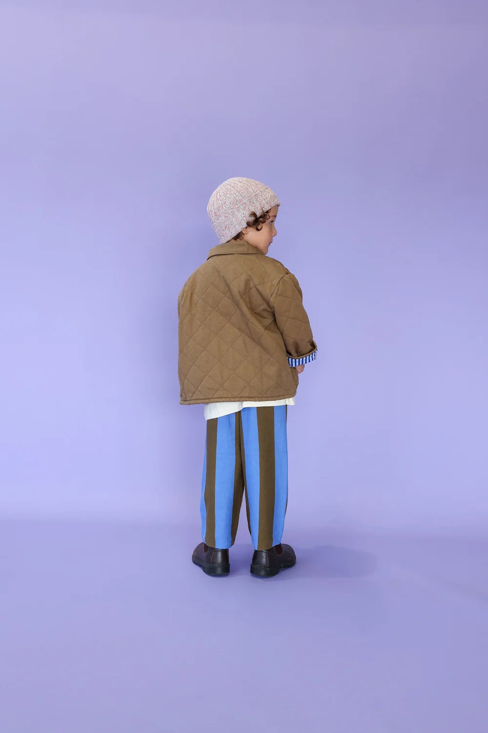 Organic Quilted Denim Jacket - Coffee
