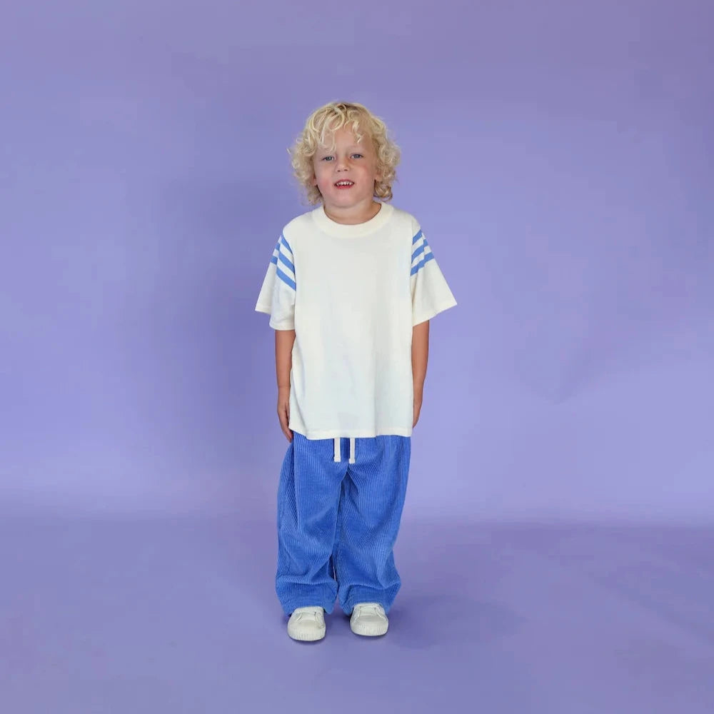 Knitted Stripe Sleeve Tee - Milk