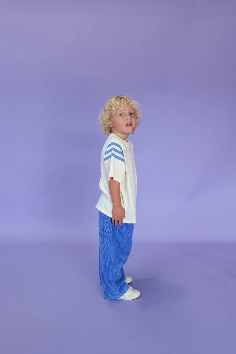 Knitted Stripe Sleeve Tee - Milk