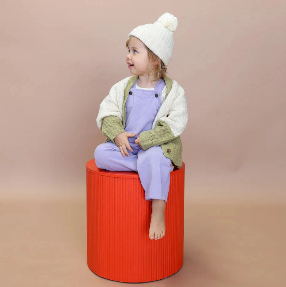 MERINO WOOL CARDIGAN - SAGE/MILK