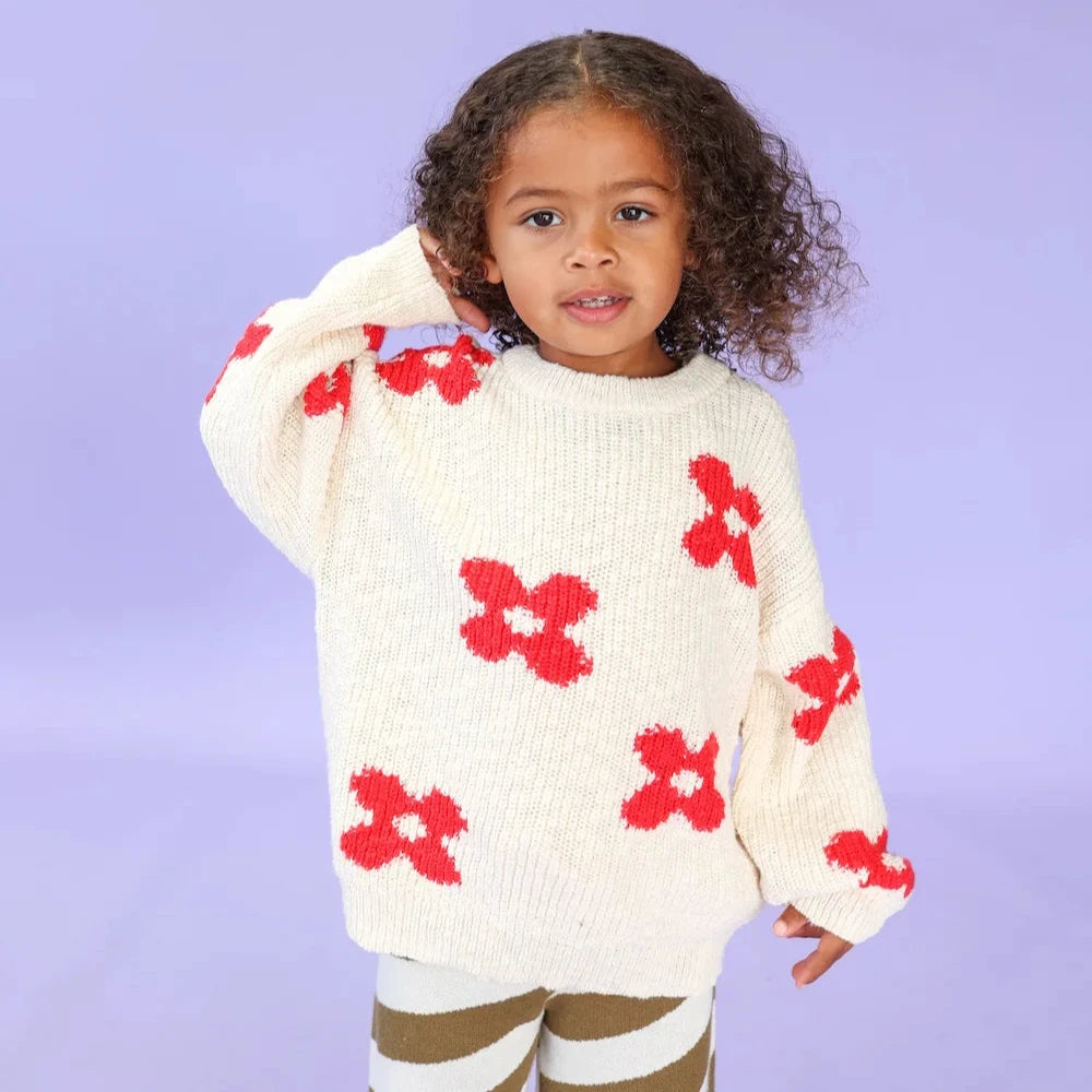 Knitted Posy Pull Over - Milk