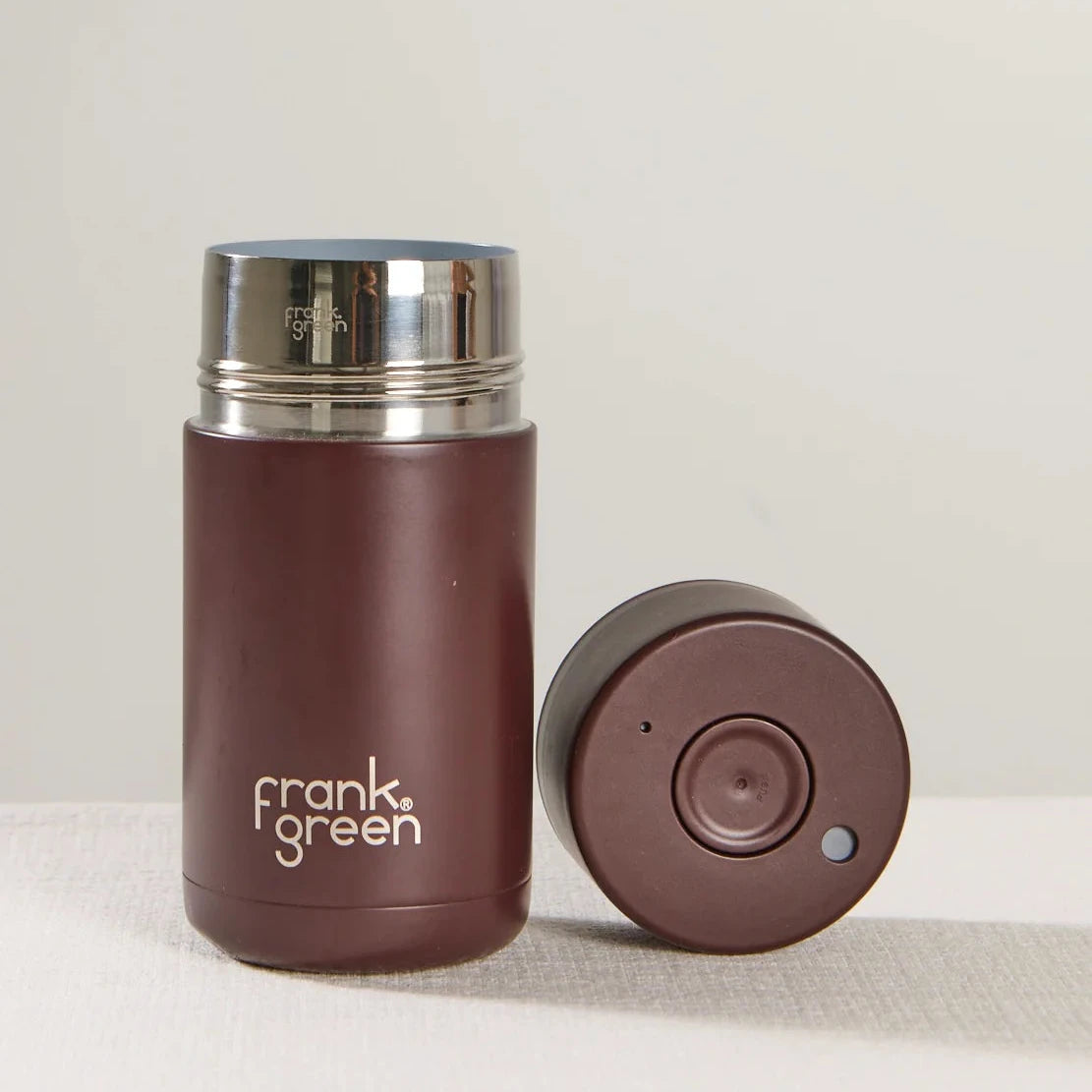 Ceramic Reusable Cup 12oz/355ml Push Button Lid - Chocolate