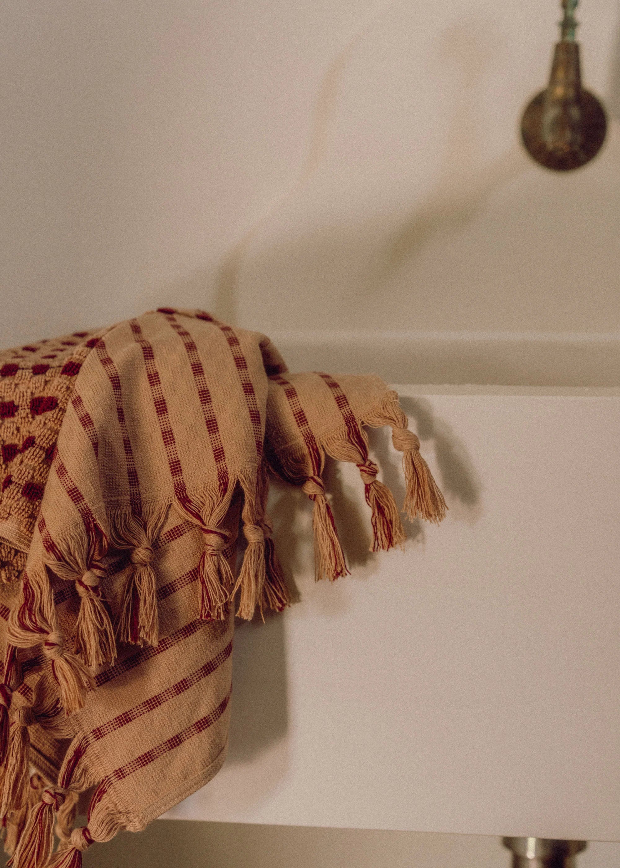 Chickpea Hand Towel - Truffle/Burgundy