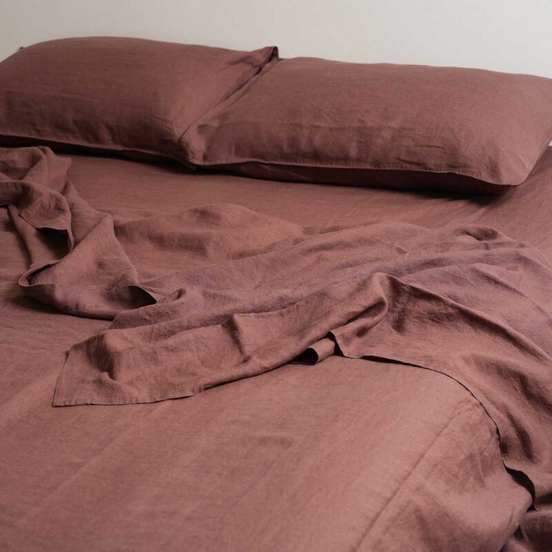 100% FRENCH FLAX LINEN PILLOWCASE PAIR - COCOA