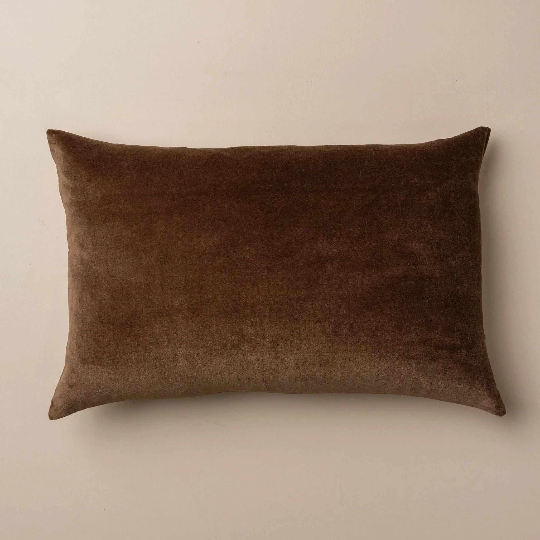Linen/Velvet Cushion - Chocolate