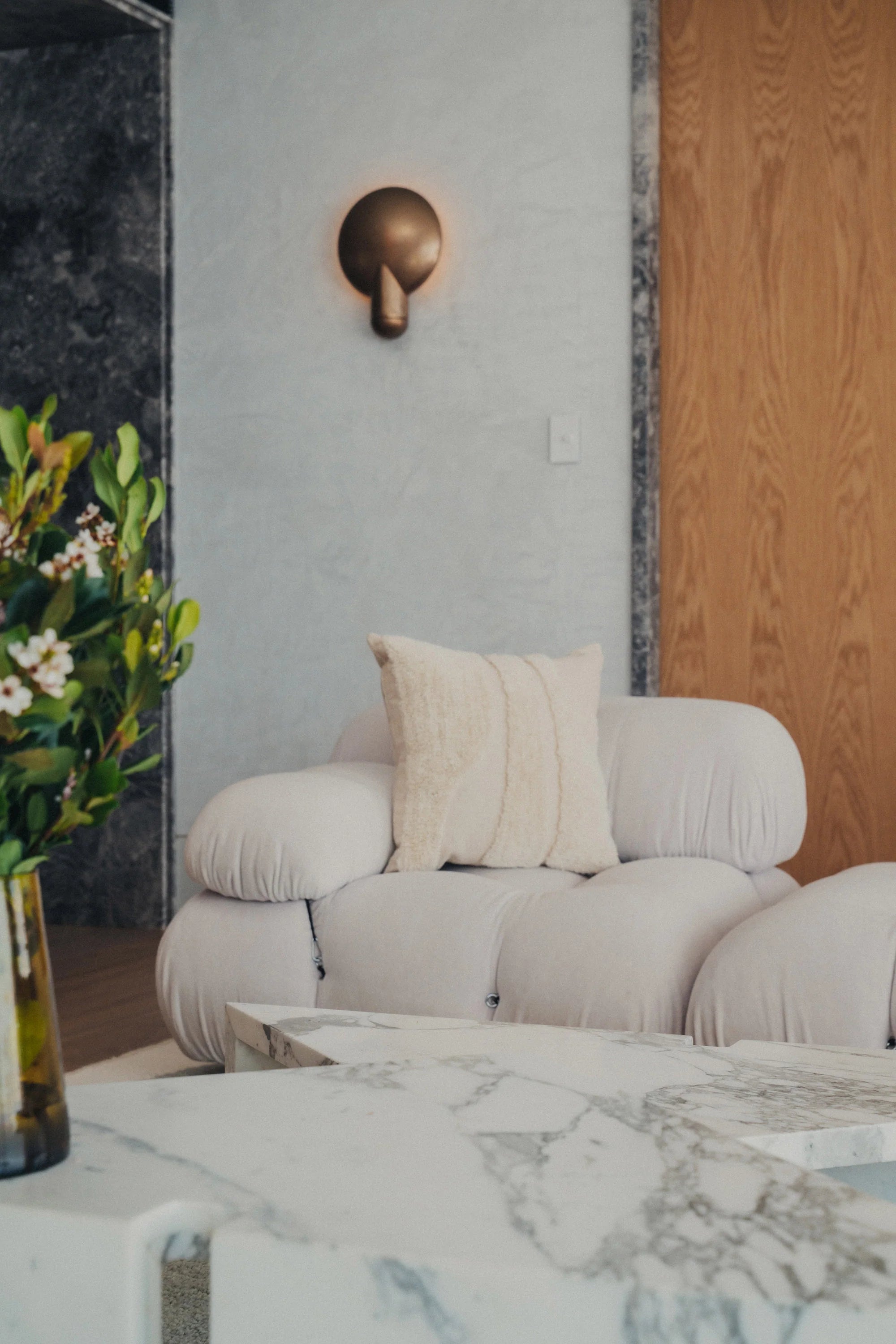 Abstract Square Cushion - Ivory