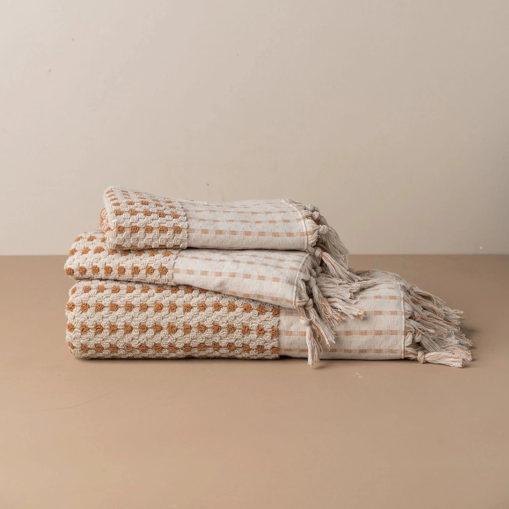 Chickpea Hand Towel - Stone/Terracotta