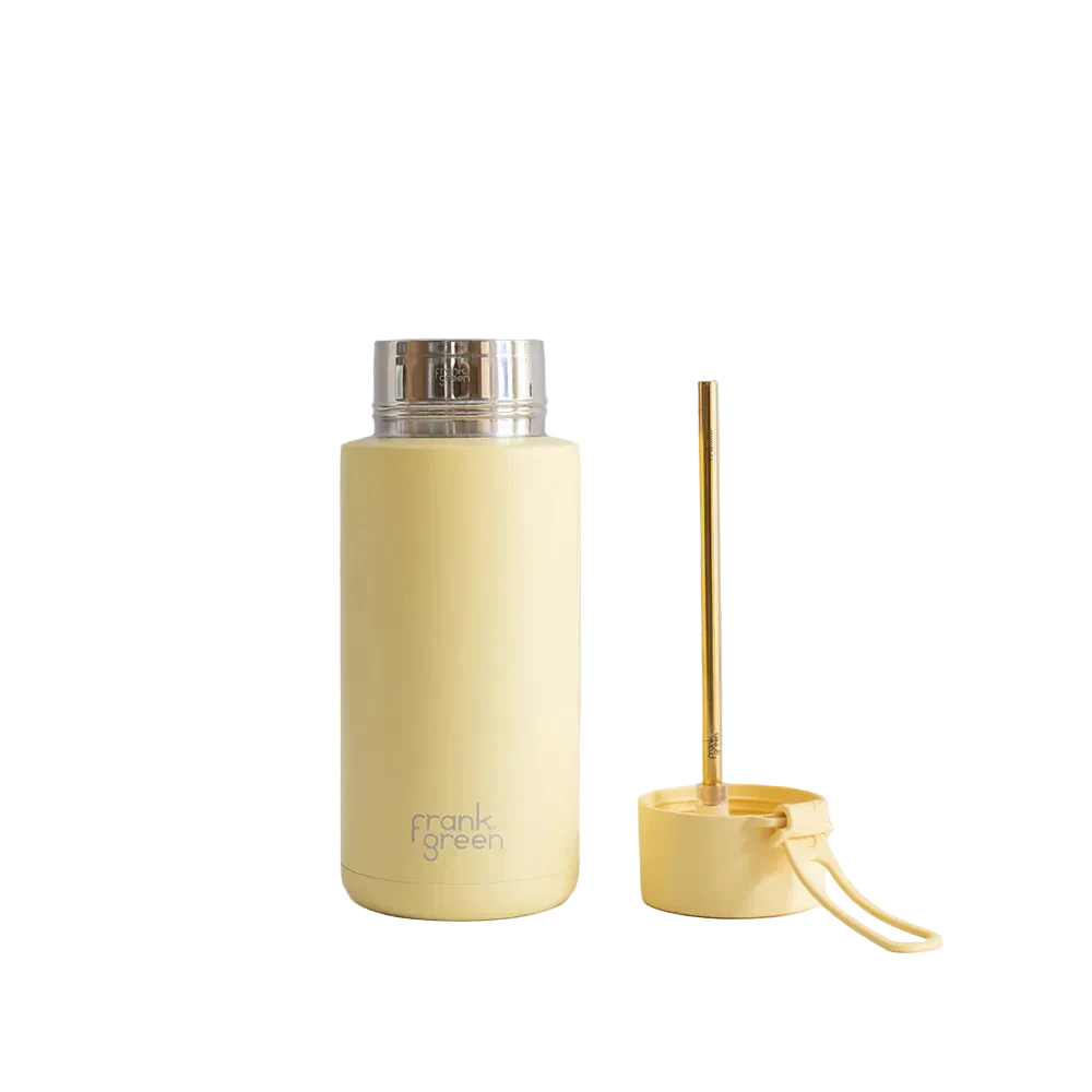 Ceramic Reusable 34oz/1ltr Bottle with Straw Lid - Buttermilk