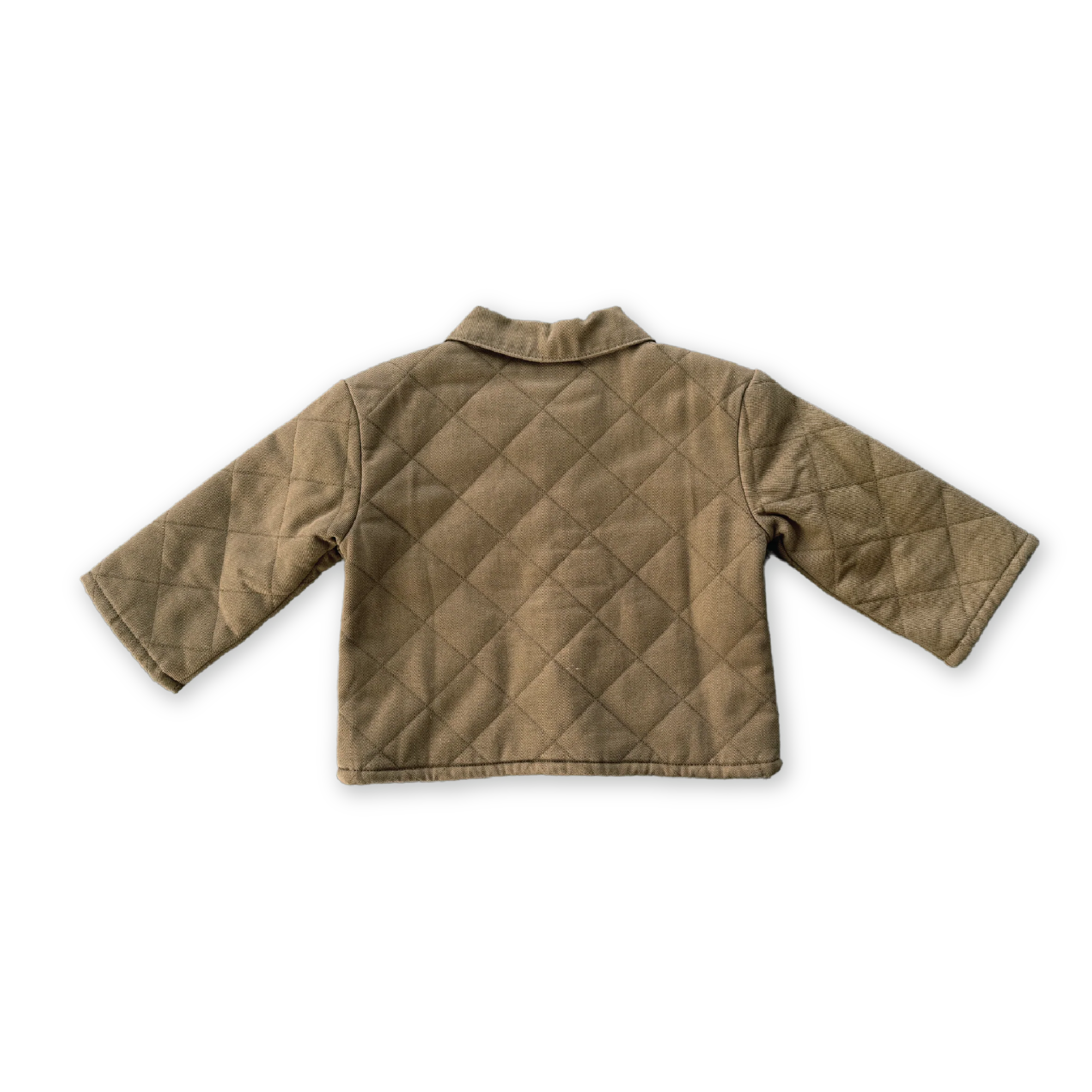 Organic Quilted Denim Jacket - Coffee