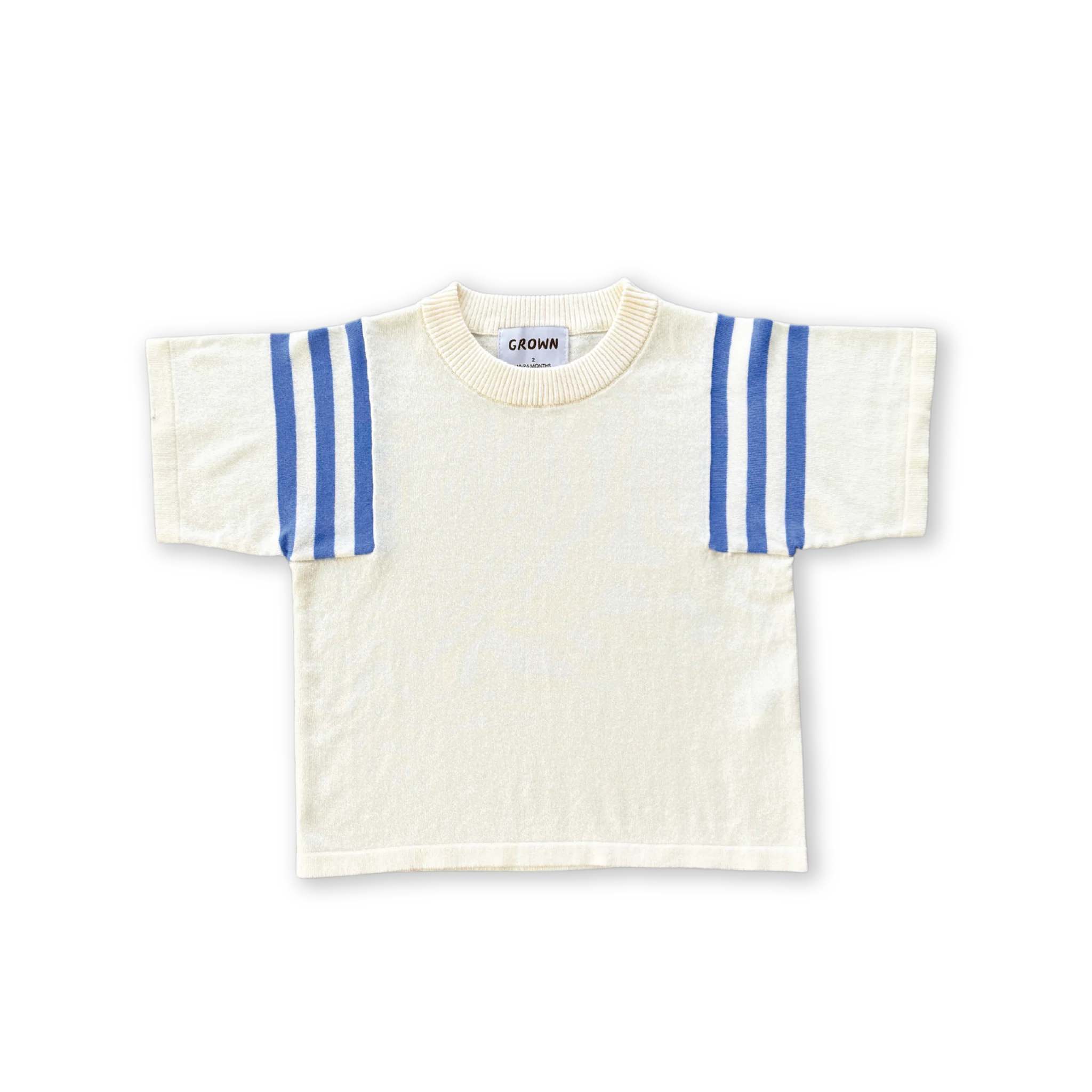 Knitted Stripe Sleeve Tee - Milk