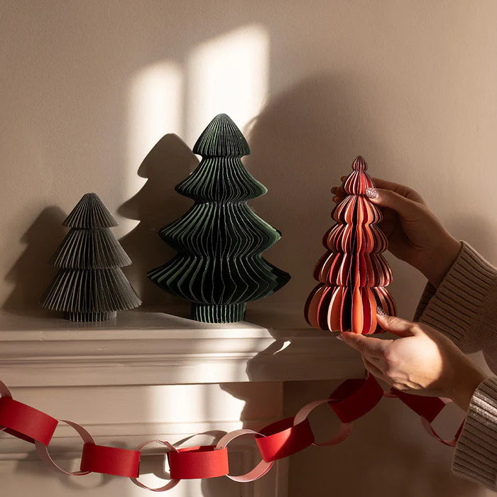 Paper Christmas Ornament Decorations, Set of 3 - Festive Trees