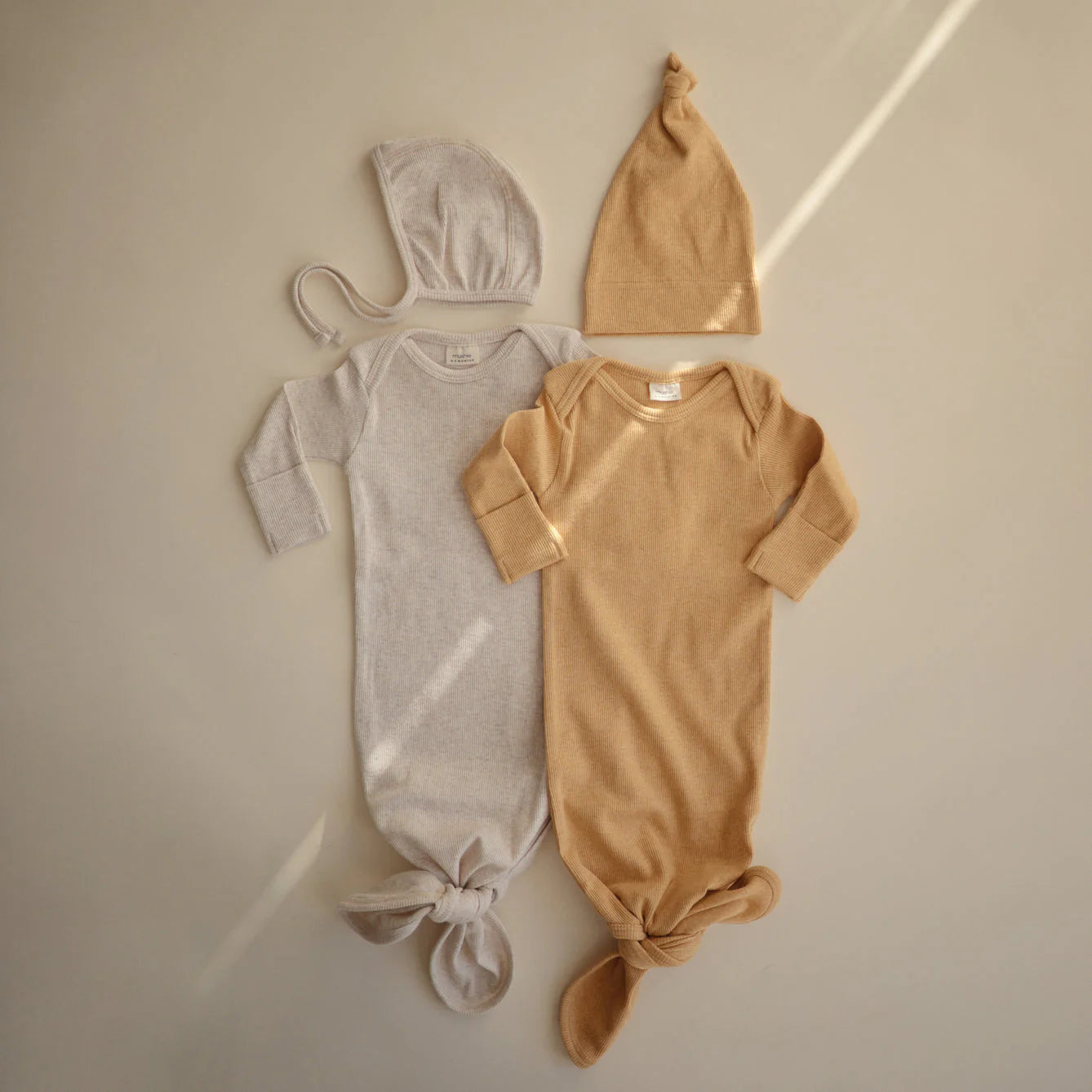Ribbed Baby Beanie - Mustard Melange (0-3 months)