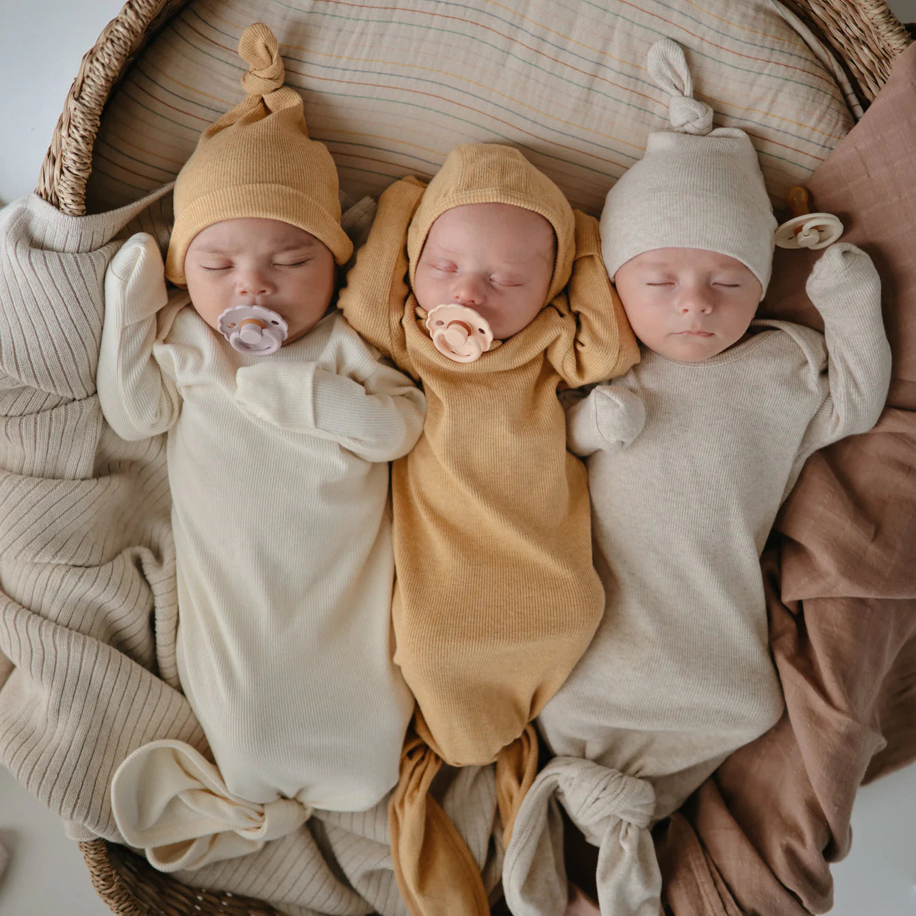 Ribbed Baby Beanie - Mustard Melange (0-3 months)