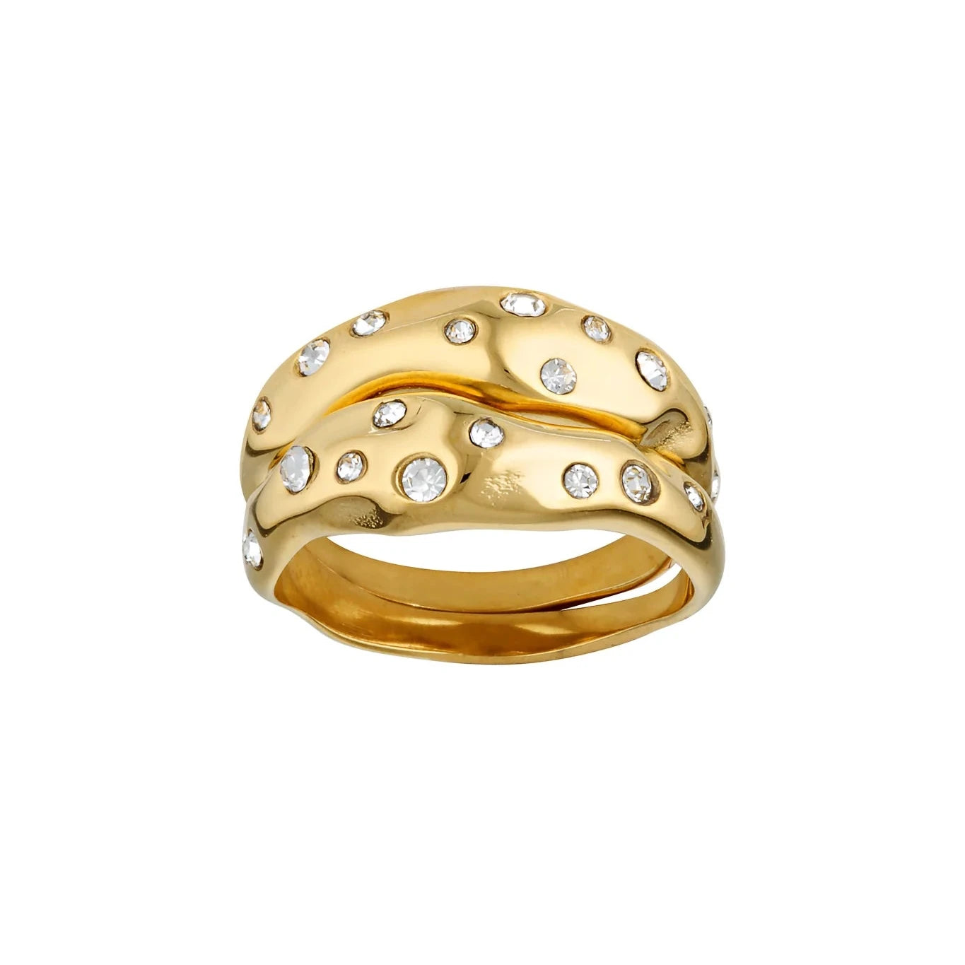 Mali Ring Set - Gold/Clear - Size 7