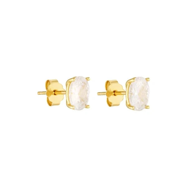 Oval Studs - Gold/Clear