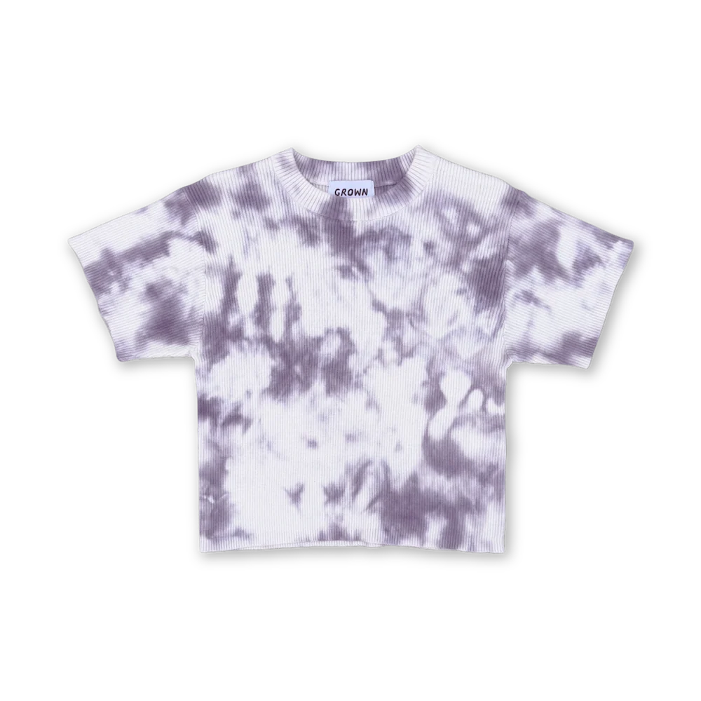 Organic Knitted Tie Dye Rib Tee - Grape