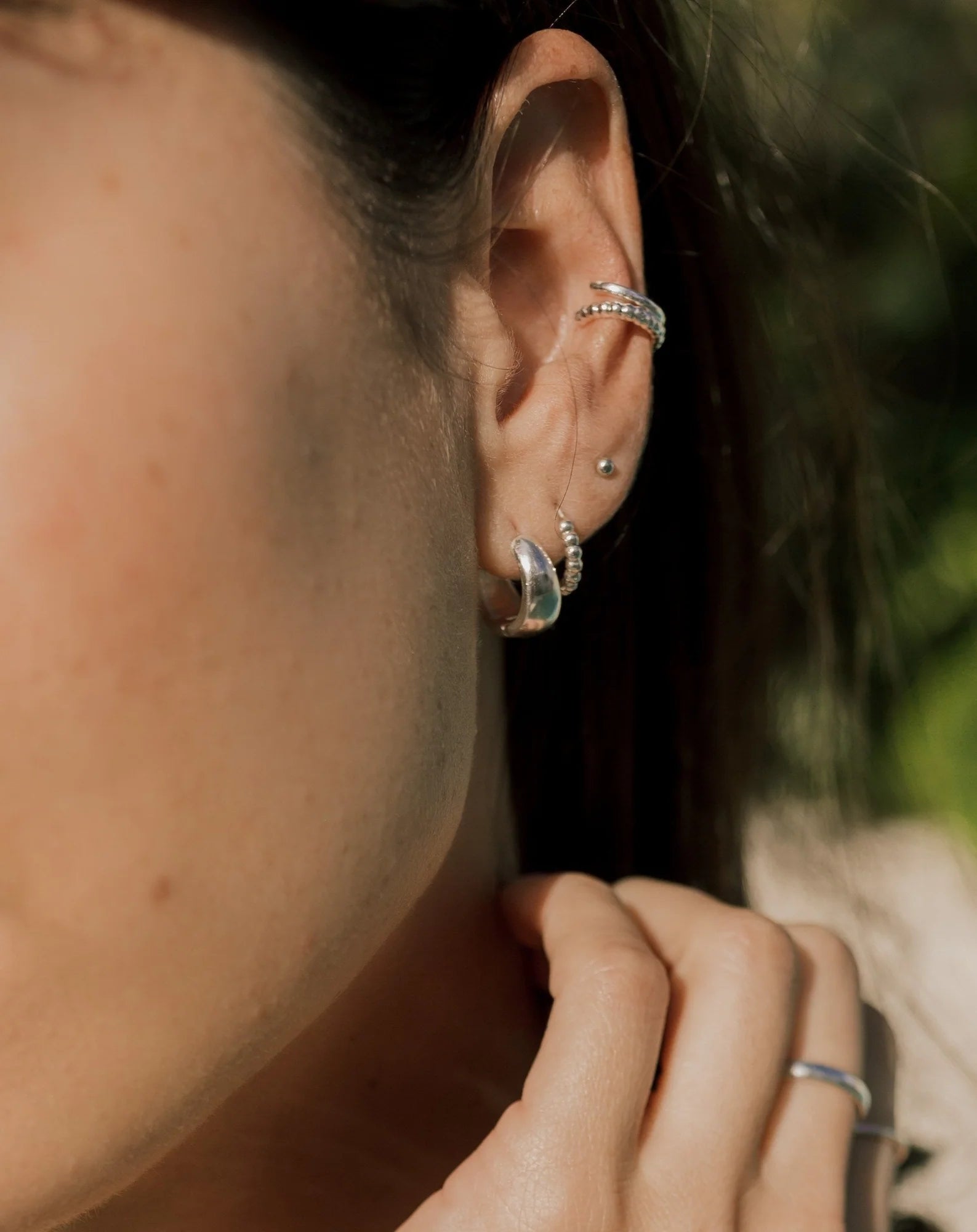 Solaris Huggie Hoops - Silver