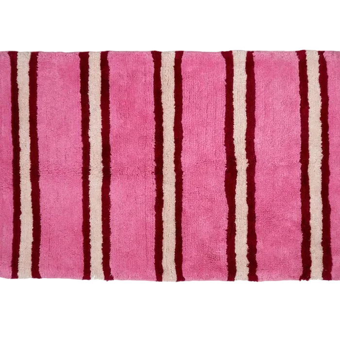 Raspberry Stripe Bath Mat