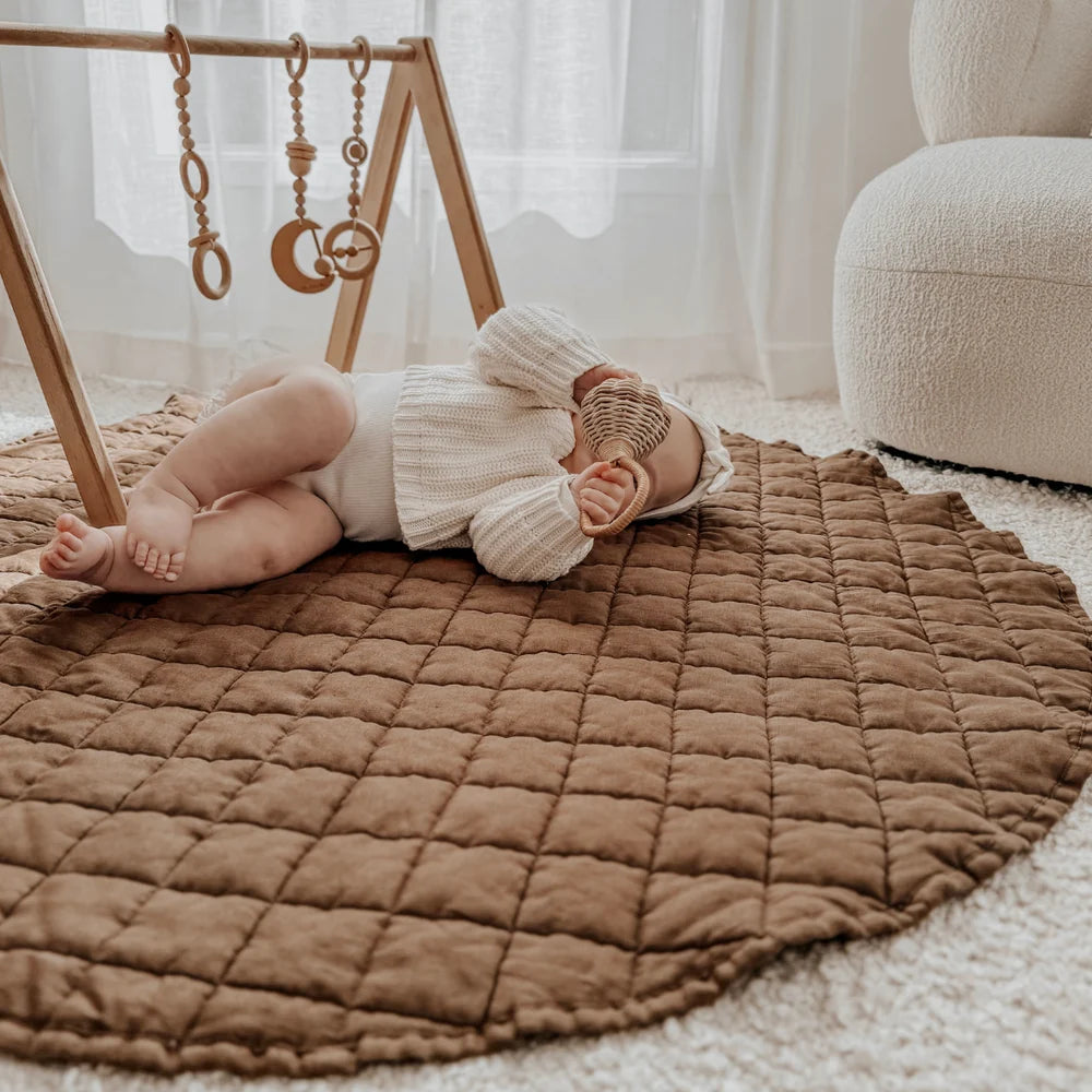 100% FRENCH FLAX LINEN PLAYMAT - MOCHA
