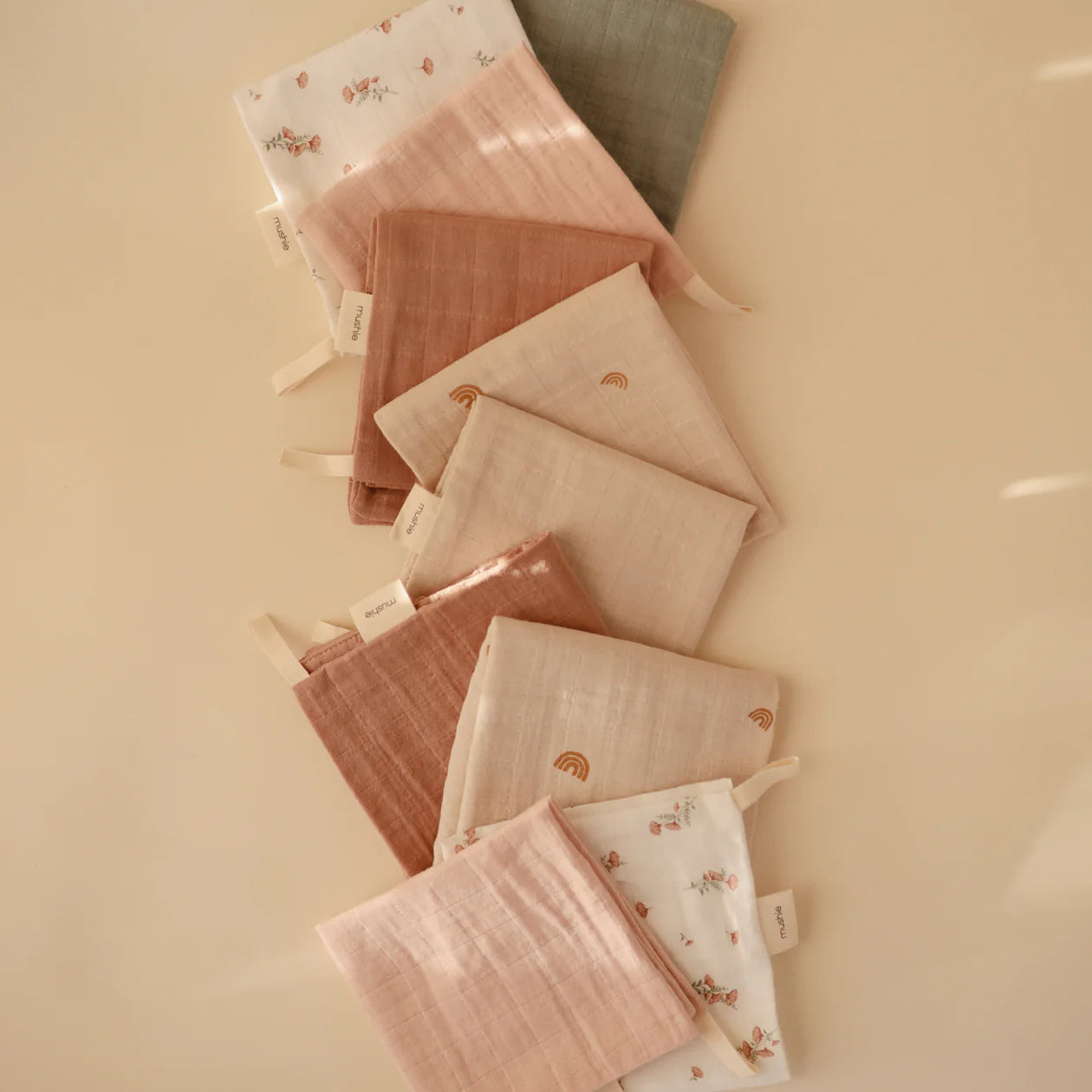 Muslin Cotton Washcloth 5-Pack - Rainbow Combo