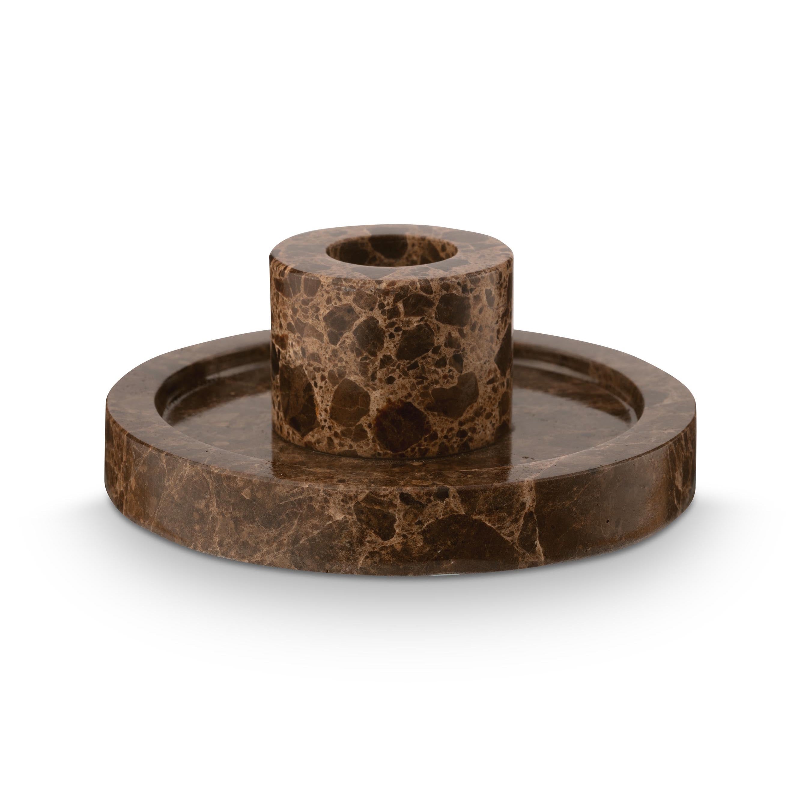 Candle Holder Marble Brown 10.2x4cm