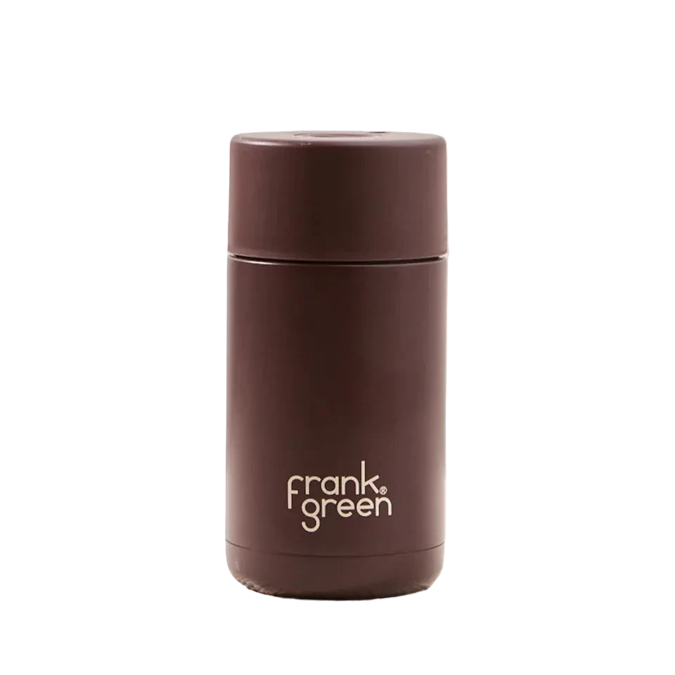 Ceramic Reusable Cup 12oz/355ml Push Button Lid - Chocolate