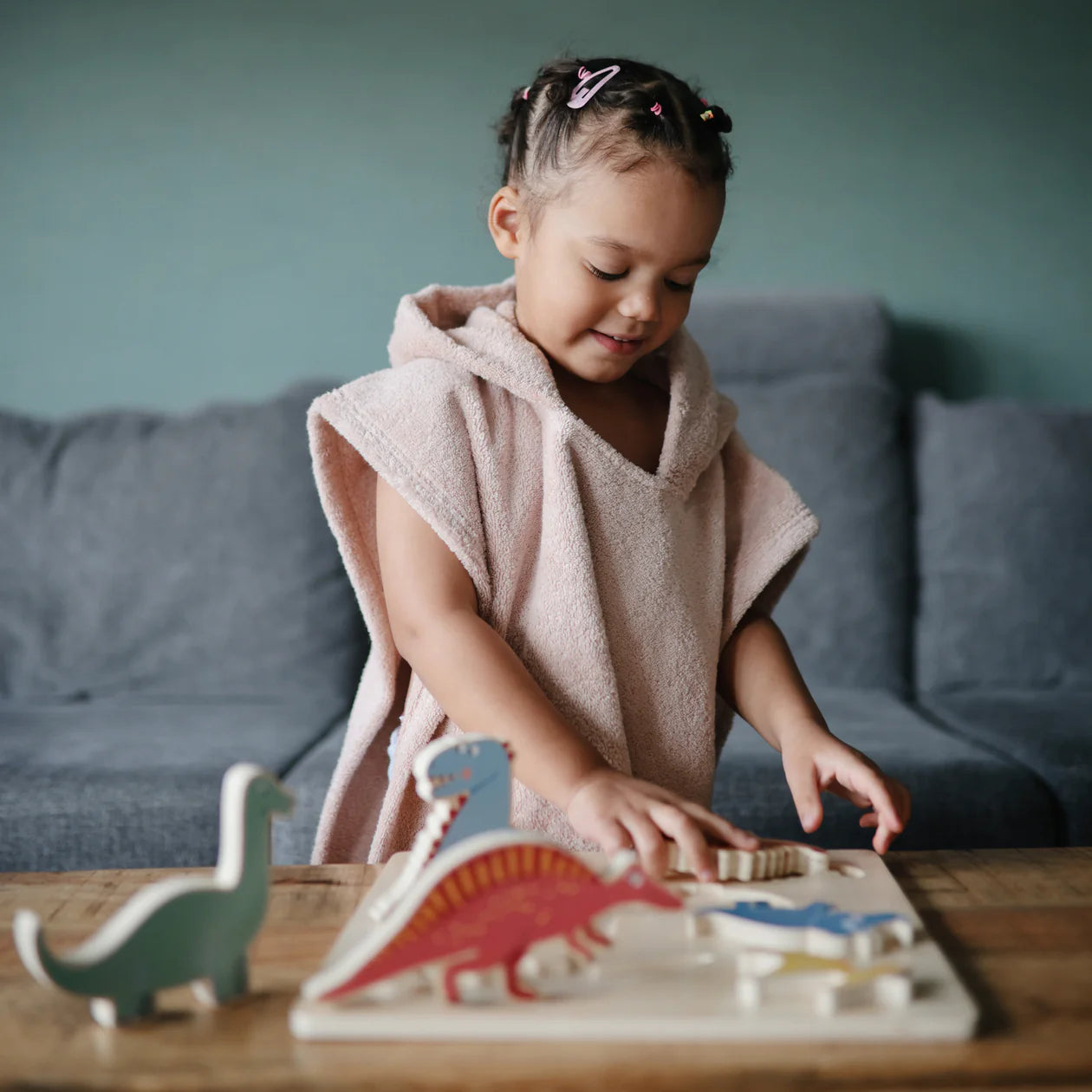 Bear Poncho Towel - Blush