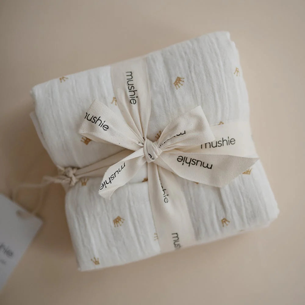 Organic Cotton Muslin Cloths 3-Pack - Crowns