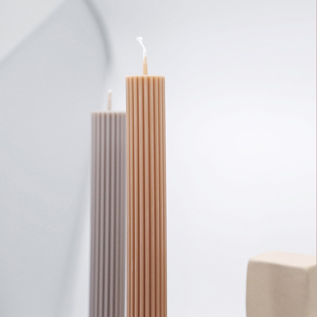 Column Pillar Candle Duo - Beige