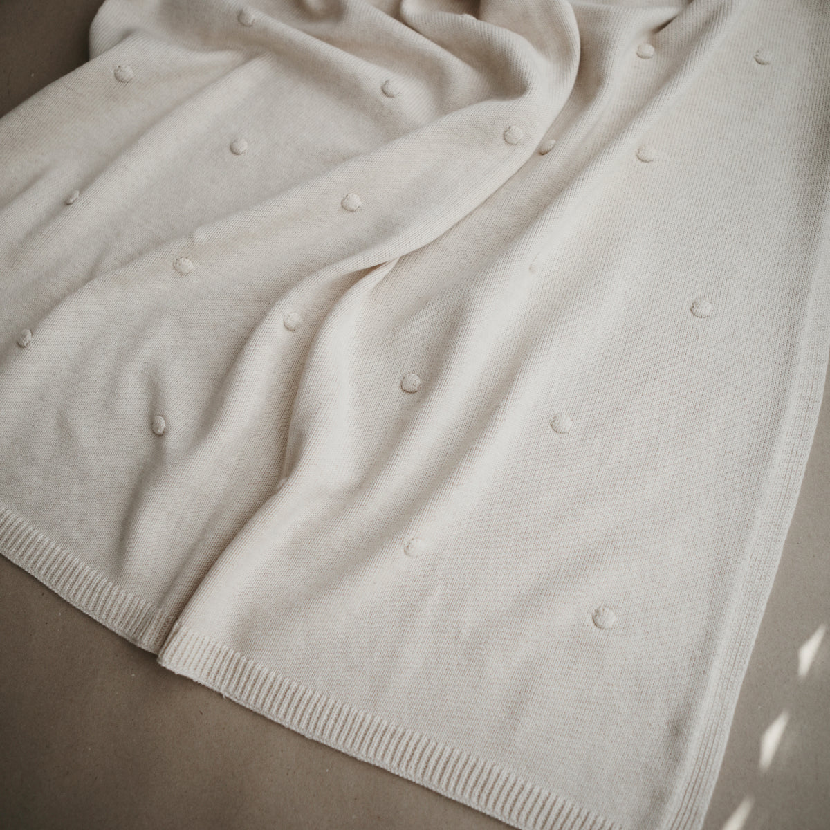 Knitted Textured Dots Baby Blanket - Off White Melange