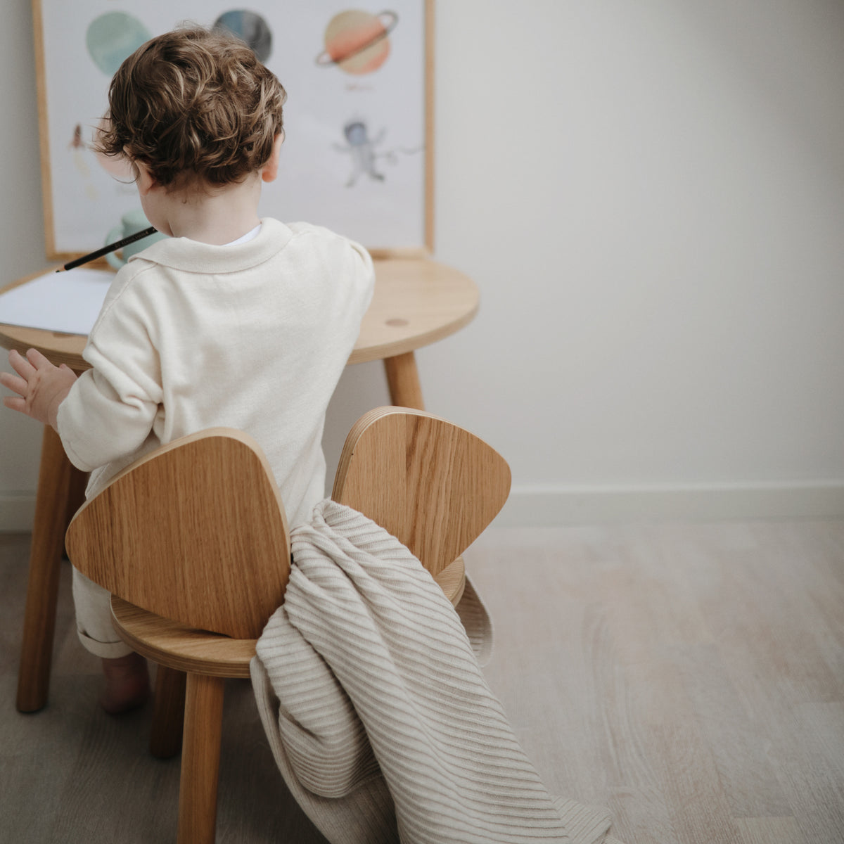 Knitted Ribbed Baby Blanket - Beige Melange