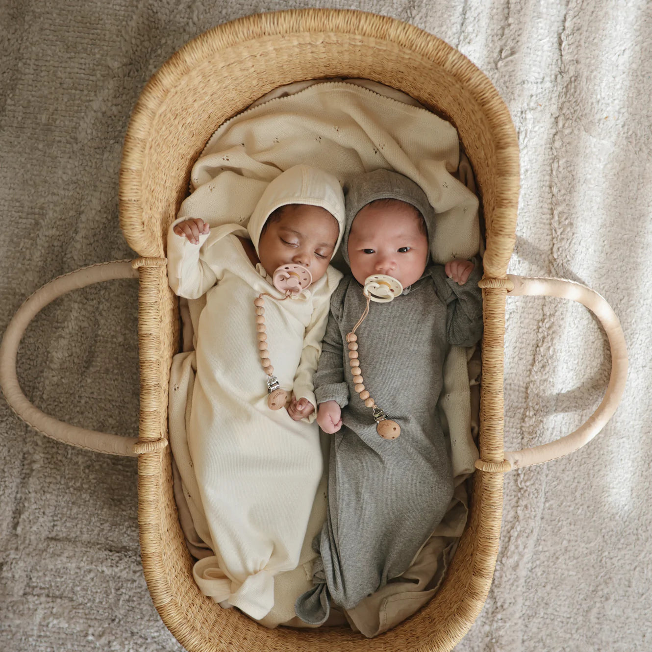 Ribbed Knotted Baby Gown - Grey Melange (0-3 months)