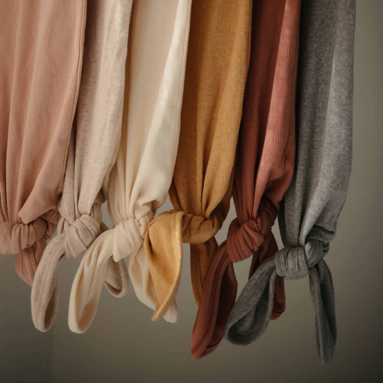 Ribbed Knotted Baby Gown - Mustard Melange (0-3 months)