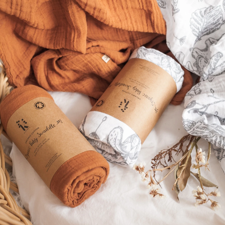 Organic Cotton Printed Baby Swaddle - Forest Walk