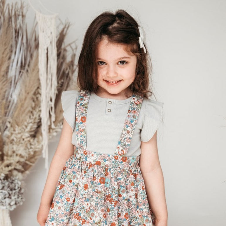 Keira Flutter Sleeve Waffle Top - Sky