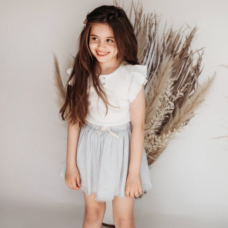 Dance And Play Muslin Skirt With Trim - Sky
