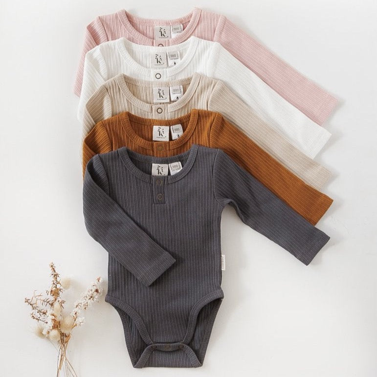 Willow Long Sleeve Cotton Bodysuit - Fawn