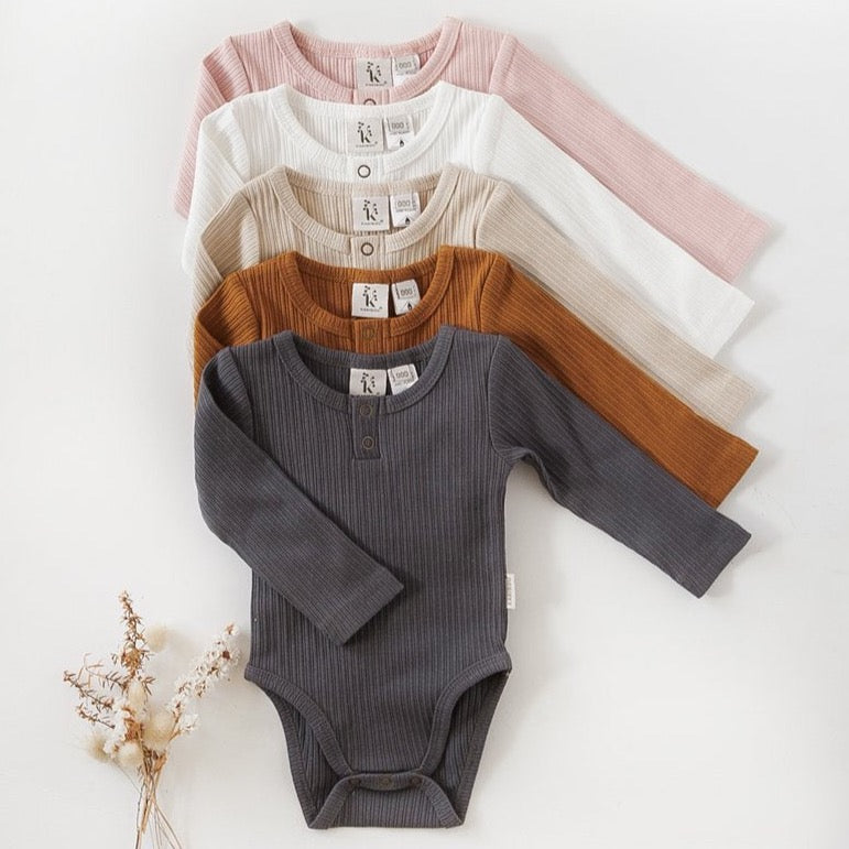 Willow Long Sleeve Cotton Bodysuit - Pepper