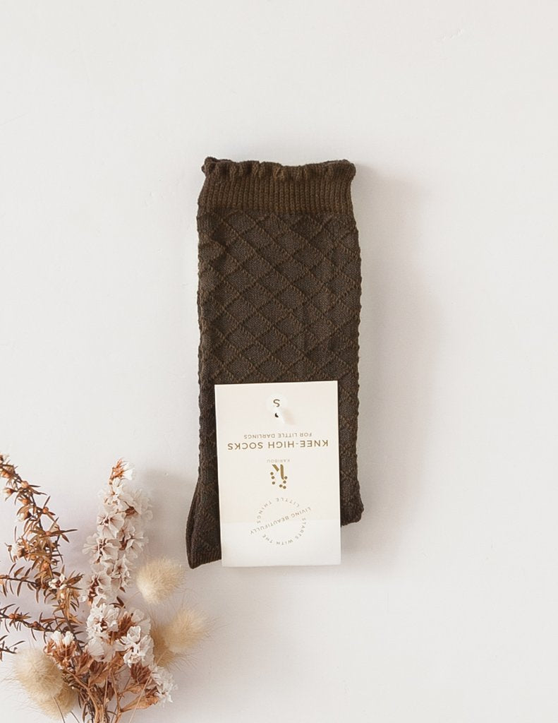 Picnic Knee-High Socks - Midnight Olive