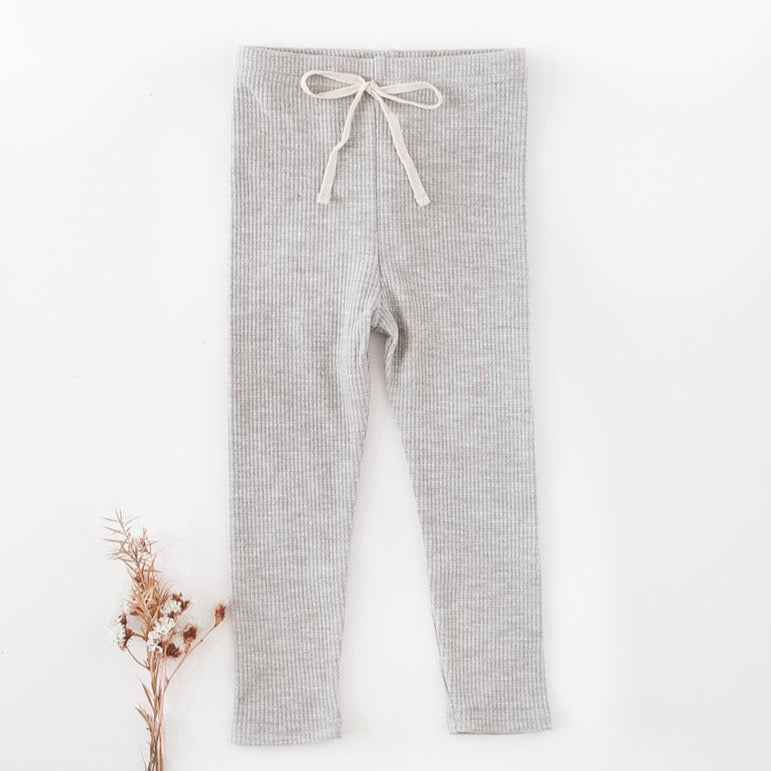 Waffle Cotton Leggings - Marle Grey