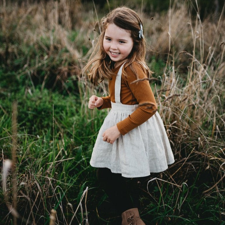 Willow Long Sleeve Henley Cotton Top - Antique Gold