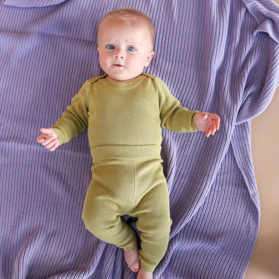 ORGANIC RIBBED ESSENTIAL BODYSUIT - SAGE