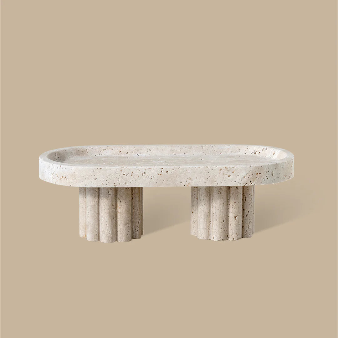 Column Tray - Oval / Travertine