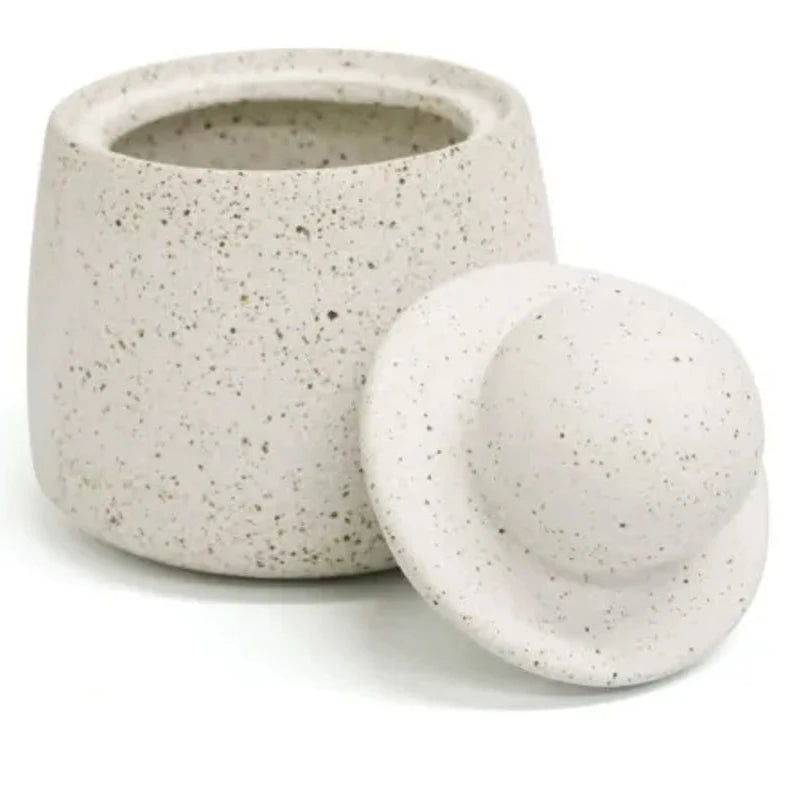 BALL CANISTER - SANDY WHITE 13x15cm