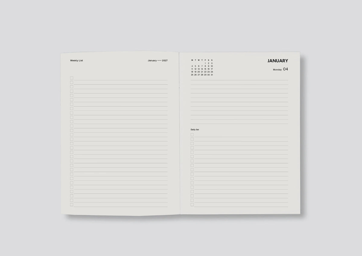 DAILY DIARY 2027 - MINIMAL TYPOGRAPHIC