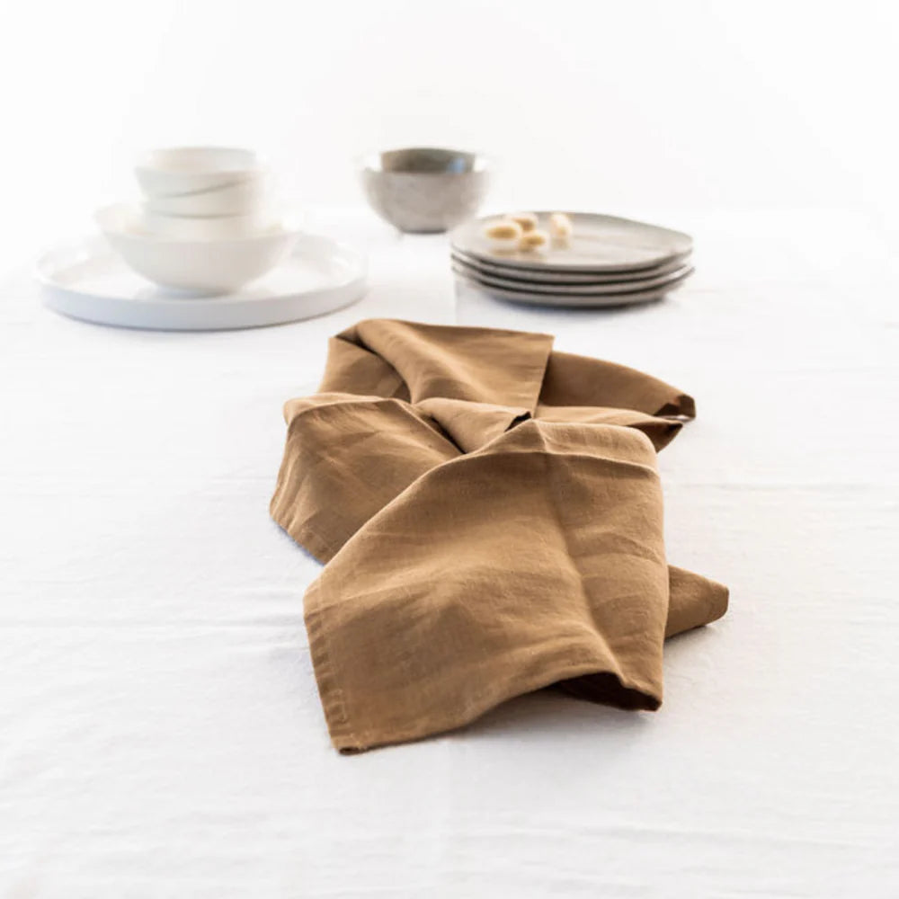 100% FRENCH LINEN TEA TOWEL - SET 2 - GINGER