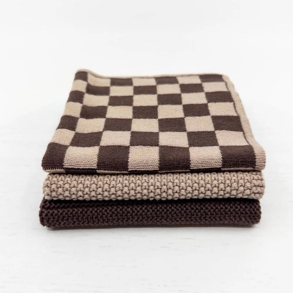 Dishcloth Mixed 3pk - Chocolate Hummus Chequer