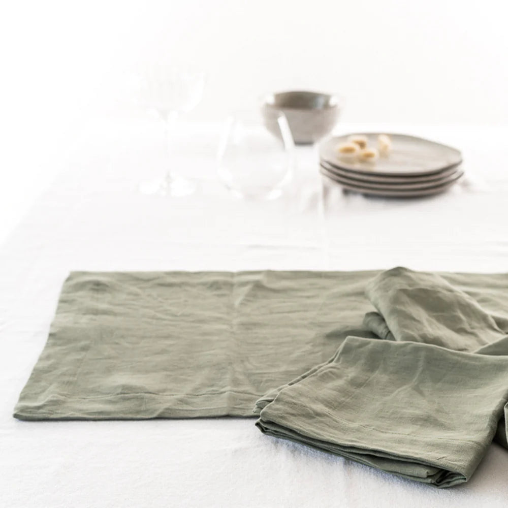 100% FRENCH FLAX LINEN PLACEMAT SET 4 - LICHEN