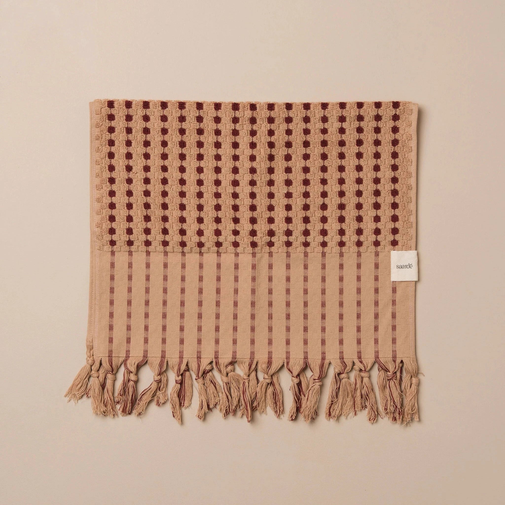 Chickpea Hand Towel - Truffle/Burgundy